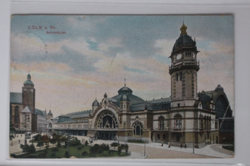 AK Köln am Rhein Bahnhofplatz 1908 gebraucht #PK288
