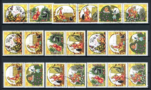 DDR Zusammendrucke W Zd 614-616 + S Zd 274-279 gestempelt