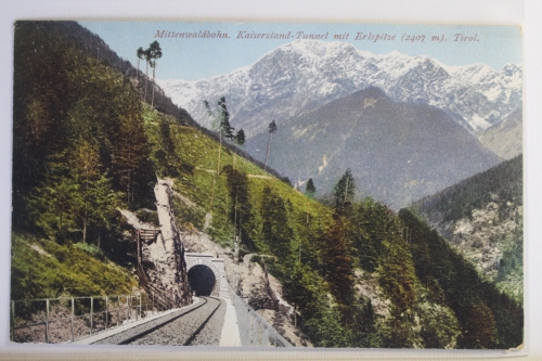 AK Tirol Mittelwaldbahn, Kaiserstand-Tunnel mit Erlspitze ungebraucht #PJ284