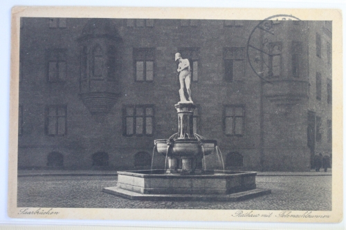 AK Saarbrücken Rathaus mit Telemachbrunnen ungebraucht #PJ285