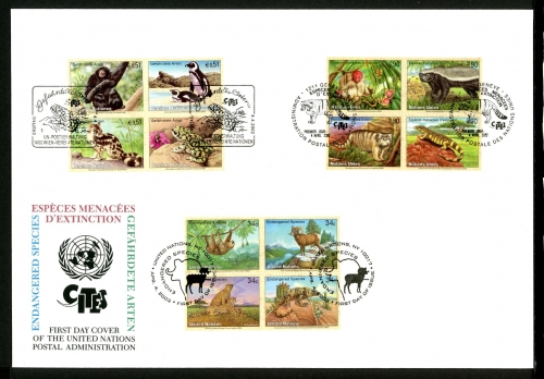 UNO Triobrief 2002 gefährdete Tierarten Ersttagesbrief/FDC #JE606