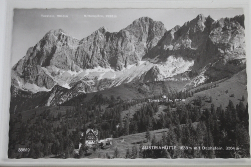 AK Ramsau Austriahütte, 1638 m mit Dachstein 3004 m 1965 gebraucht #PJ414