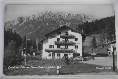 AK Scheffau Gasthof und Café zu "Wilden Kaiser" gebraucht #PJ454