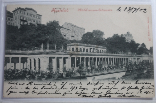 AK Karlsbad Mühlbrunnen-Cotonnade 1902 gebraucht #PJ486