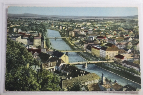 AK Graz Blick vom Schlossberg auf die drei Brücken 1954 gebraucht #PJ495