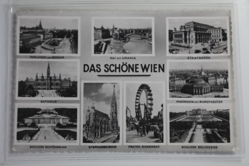 AK Wien Mehrbildkarte (Rathaus, Prater usw.) 1954 gebraucht #PJ522