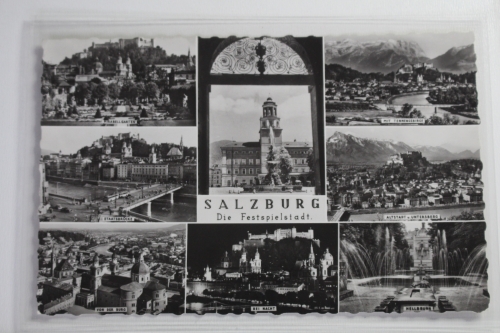 AK Salzburg Mehrbildkarte (Burg, Staatsbrücke usw.) 1961 gebraucht #PJ538