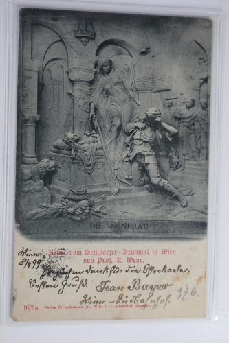 AK Wien Relief vom Grillparzer - Die Ahnenfrau 1899 gebraucht #PJ593