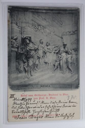 AK Wien Relief vom Grillparzer - Medea 1899 gebraucht #PJ594