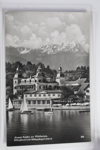 AK Velden am Wörthersee Schlosshotel mit Mittagskogel 2144 m gebraucht #PJ608