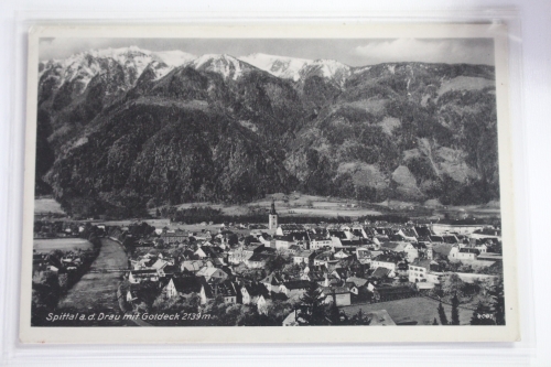 AK Spittal a. d. Drau Ortsansicht mit Goldeck 2139 m gebraucht #PJ626