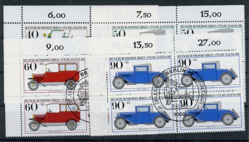 Berlin 4er Bl. Ecken mit 660-63 Jugend, Auto Ersttagssonderstempel #HK557