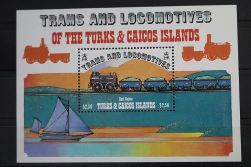 Turks- und Caicosinseln Block 42 mit 624 postfrisch Eisenbahn #WF224