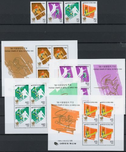 Korea Süd 1435-1438 + Bl. 510-513 postfrisch Olympia 1988 Seoul #HK761