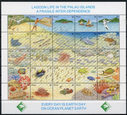 Palau Inseln ZD Bogen mit 370-394 postfrisch Fische #JE644