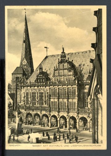 AK Bremen Markt mit Rathaus und Liebfrauenkirche 1938 gebraucht #HC095