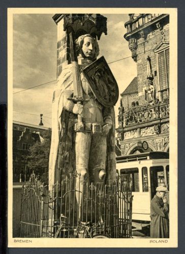 AK Bremen Roland Denkmal vor Rathaus 1938 gebraucht #HC097