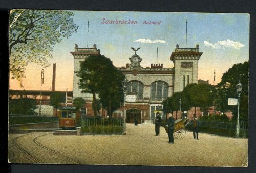 AK Saarbrücken Bahnhof 1918 gebraucht #HC124
