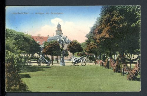 AK Saarbrücken Anlage am Schloßplatz 1915 gebraucht #HC125