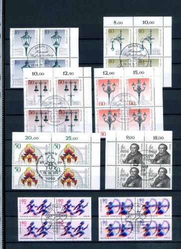 Berlin Lot 4er Blöcke mit zentrischem Ersttagssonderstempel #JW970