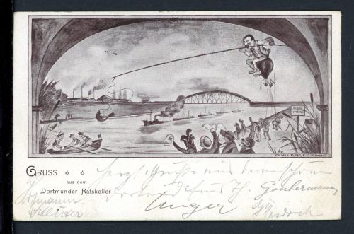 AK Dortmund Scherzkarte 1903 gebraucht #HE553