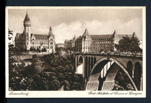 AK Luxemburg-Stadt Adolphe-Brücke mit Musée de la Banque 1931 gebraucht #HE573