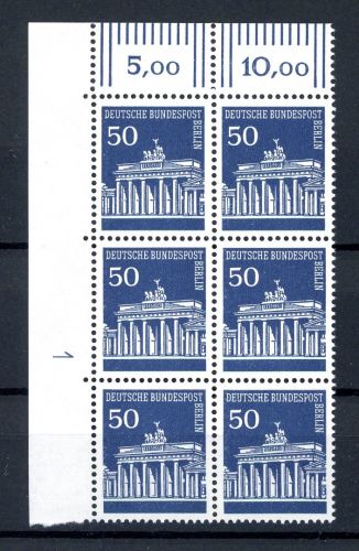 Berlin 6er Bl. Eckrand ol 289 postfrisch DZ 1 #JJ779