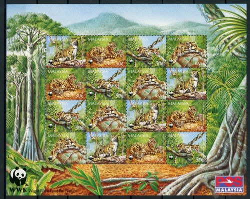 Malaysia ZD Bogen mit 4 x 557-560 postfrisch Tiere, WWF #JW986