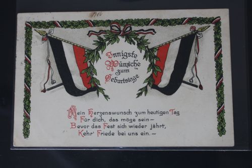 AK Deutschland Mein Herzenswunsch zum heutigen Tag usw. 1916 gebraucht #PL437