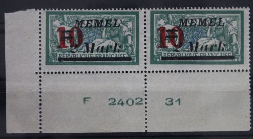 Memel 121 Bru mit 2x 121IV postfrisch geprüft Klein BPP, vorgefaltet #FC799