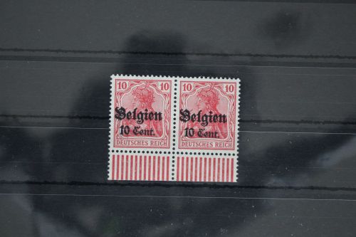 Deutsche Besetzung 1. WK Belgien 14 postfrisch Unterrandpaar #FC946