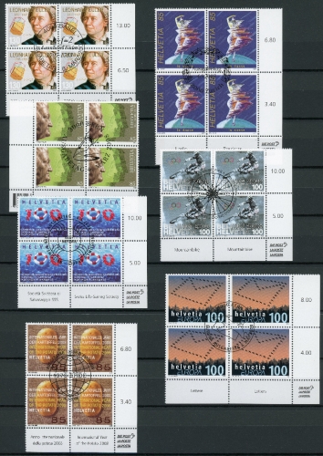 Schweiz Lot 4er Blöcke Eckrand unten rechts Ersttagssonderstempel #HD260
