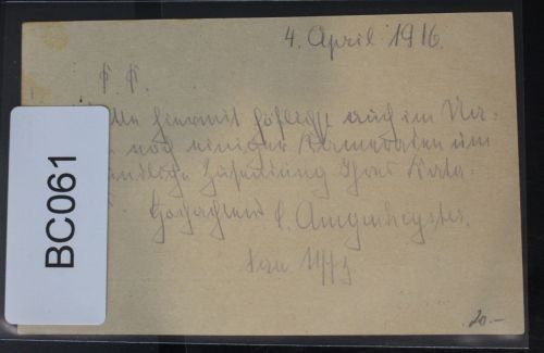 Feldpostkarte Stempel "Ballonabwehrkanonen-Zug 46" #BC061