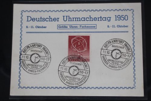 Berlin 71 auf Postkarte als Einzelfrankatur Deutscher Uhrmachertag 1950 #BC111