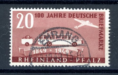 Fr. Zone Rheinland-Pfalz 50 gestempelt geprüft Straub #JO894