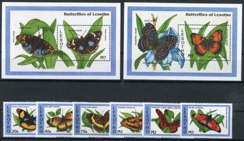 Lesotho 1038-1043, Block 102-103 postfrisch Schmetterling #JU243