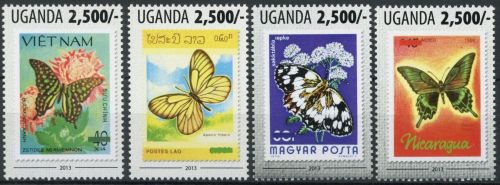 Uganda Einzelmarken 3127-3130 postfrisch Schmetterling #HF388