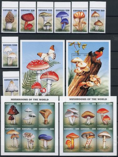 Guyana EM + KB Satz 5911-5930 + Bl. 530-531 postfrisch Pilze #JY457