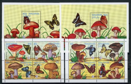 Malediven KB 2433-2440 + Bl. 341-342 postfrisch Pilze #JR743