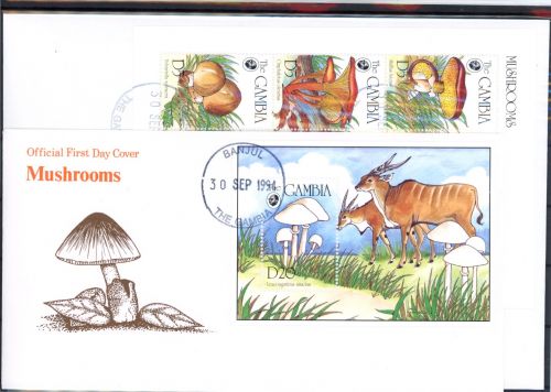 Gambia Kleinbogen 1964-1972, Block 239 Pilze Ersttagesbrief/FDC #JR609