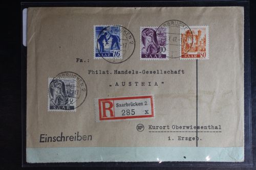 Saarland 206, 210, 213, 223 auf Brief als Mischfrankatur portogerecht #BC579