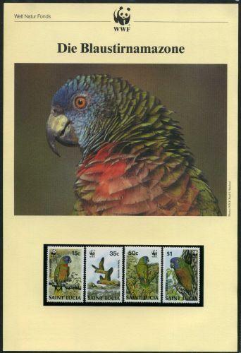 St. Lucia 1987 WWF komplettes Kapitel postfrisch MK FDC