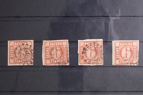 Bayern 4 Typ II (4x) gestempelt alle breitrandig #GH723