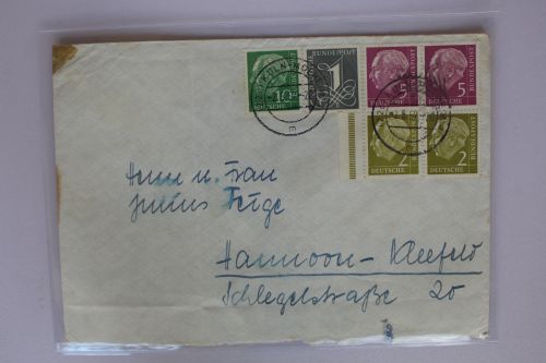 Bund 179 auf Brief als Mischfrankatur portogerecht waagerechtes Paar #BC741