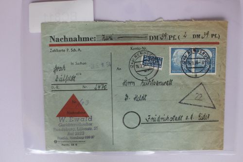 BRD 187 auf Brief als Mehrfachfrankatur waagerechtes Paar #BC811