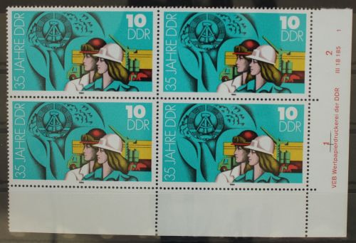 DDR 2898 postfrisch als Viererblock mit Eckrand #GF349