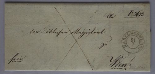 Habelschwerdt auf Brief gestempelt mit K2 nach Wien, 23.6.1847 #GM072