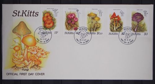 St. Kitts 213-217 gestempelt als FDC / Pilze #GC116