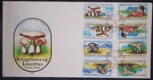Kehrdruckpaare Lesotho 411-414 gestempelt als FDC / Pilze #GC130