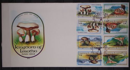 Lesotho Kehrdrucke 411-414 postfrisch als FDC / Pilze #GC227